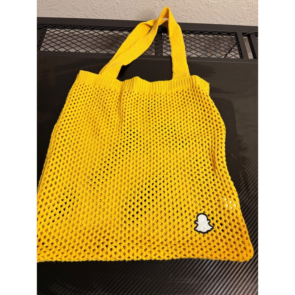 Crochet Shoulder Bag Snapchat Logo Boho Festival - Picture 1 of 4
